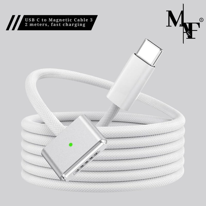 M.A&F's كابل USB C إلى مغناطيسي 3، شحن سريع 140 واط PD بطول 2م، متوافق مع كابل شحن Magsafe 3 لجهاز MacBook Pro 2024 M3 Pro و Max، MacBook Air 2022 M2، MacBook Pro 2023 M2 Pro - Image 1